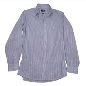 DOCKERS Collar Button Up Iron Free Fitted 15/15-34/35 Blue Dress Shirt